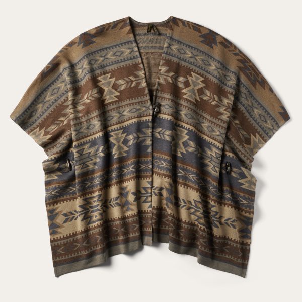 Aztec Print Sweater Poncho For Sale