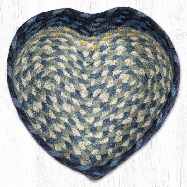 HB-362 Breezy Blue Taupe Ivory Heart Shaped Basket on Sale - Image 4
