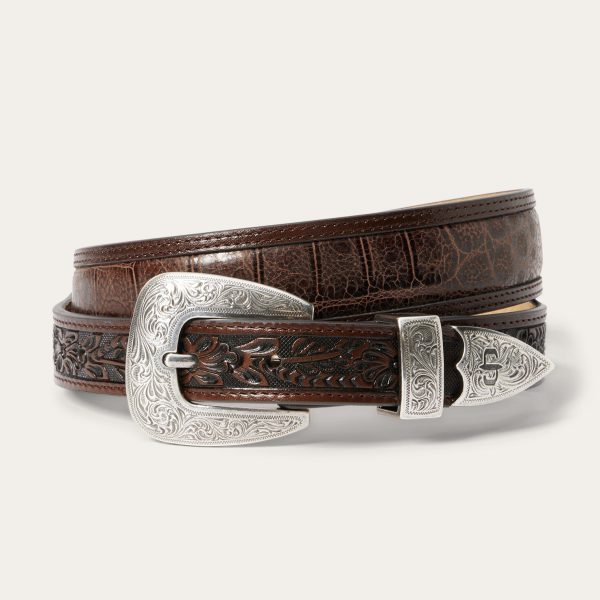 Croco Print Tooled Tapered Belt Online