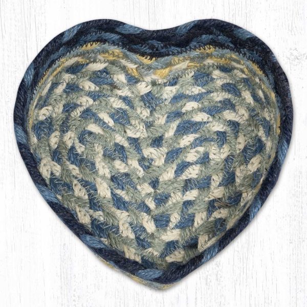 HB-362 Breezy Blue Taupe Ivory Heart Shaped Basket on Sale - Image 2