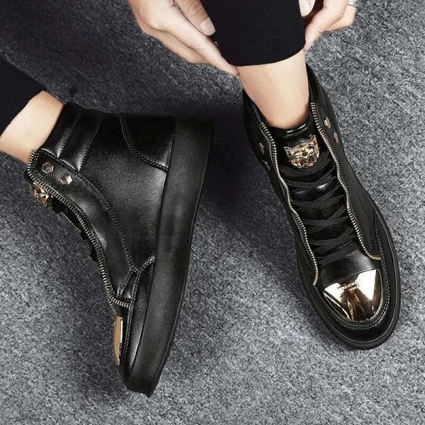 High Top Casual Shoes Men Sneakers 2024 Fashion Skateboard Shoes Leopard Platform Shoe Sport Training Shoes Men s Ankle Boots For Discount - Image 4