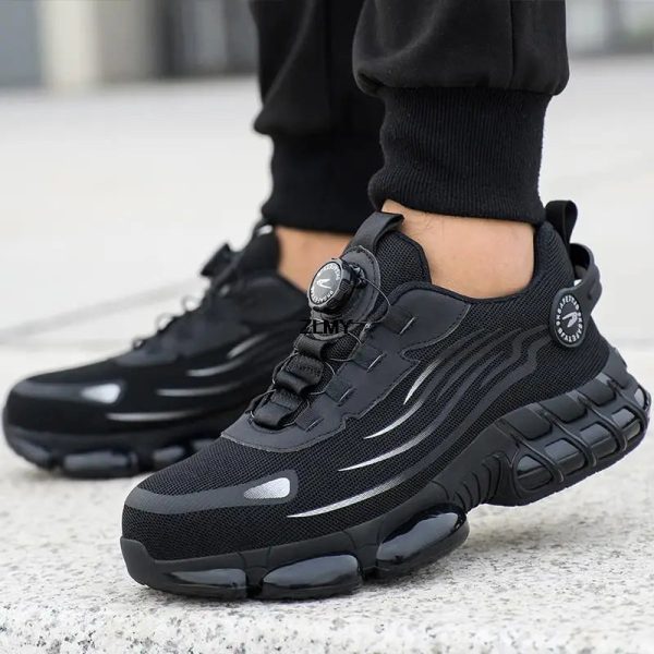 Rotary Button Safety Shoes Men Steel Toe Sneakers Puncture Proof Work Safety Boots Air Cushion Sport Work Shoes Anti-smash Boots Supply - Image 5