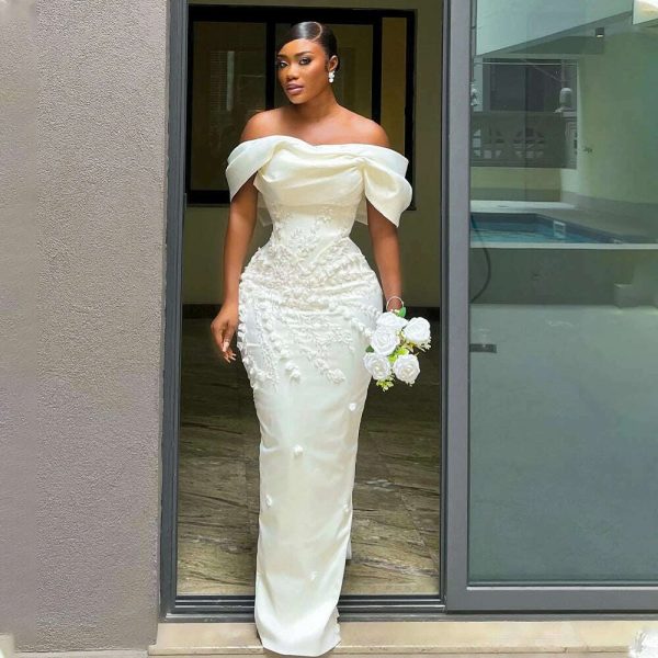 Vintage Off The Pleat Lace Applique Seath Mermaid Wedding Dresses Back Bow Vestido De Noival Online Hot Sale